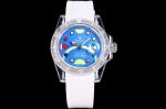 Rolex Oyster Perpetual & Phantomlab Eta2824 Movement FKM Strap Blue Face Colorful Hour Markers Watch